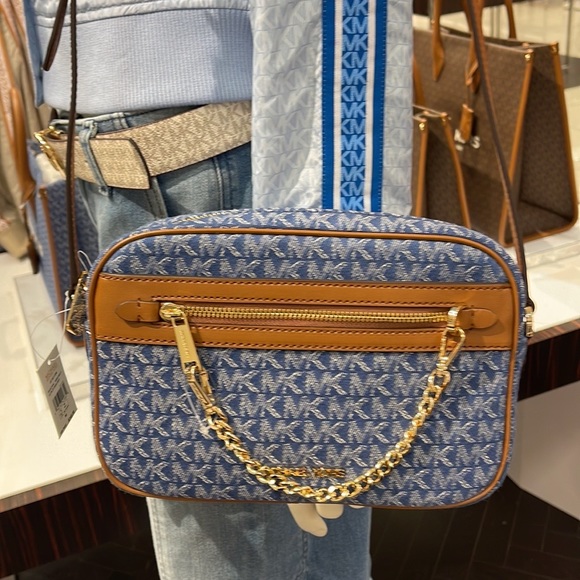 Michael Kors Jet Set Item Large East West Zip Chain Crossbody XBody 
Denim Multi - Picture 13 of 16